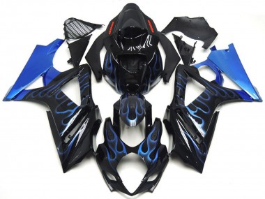 Bleu & Noir Personnalisés Flamme 07-08 GSXR 1000 Carénage Moto