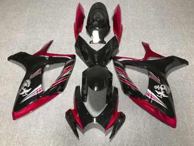 Design Rouge Brillant & Noir 06-07 GSXR 600-750 Carénage Moto