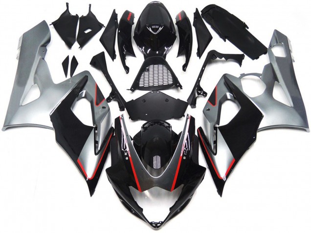 Noir & Argent Brillant Avec Rouge 05-06 GSXR 1000 Carénage Moto